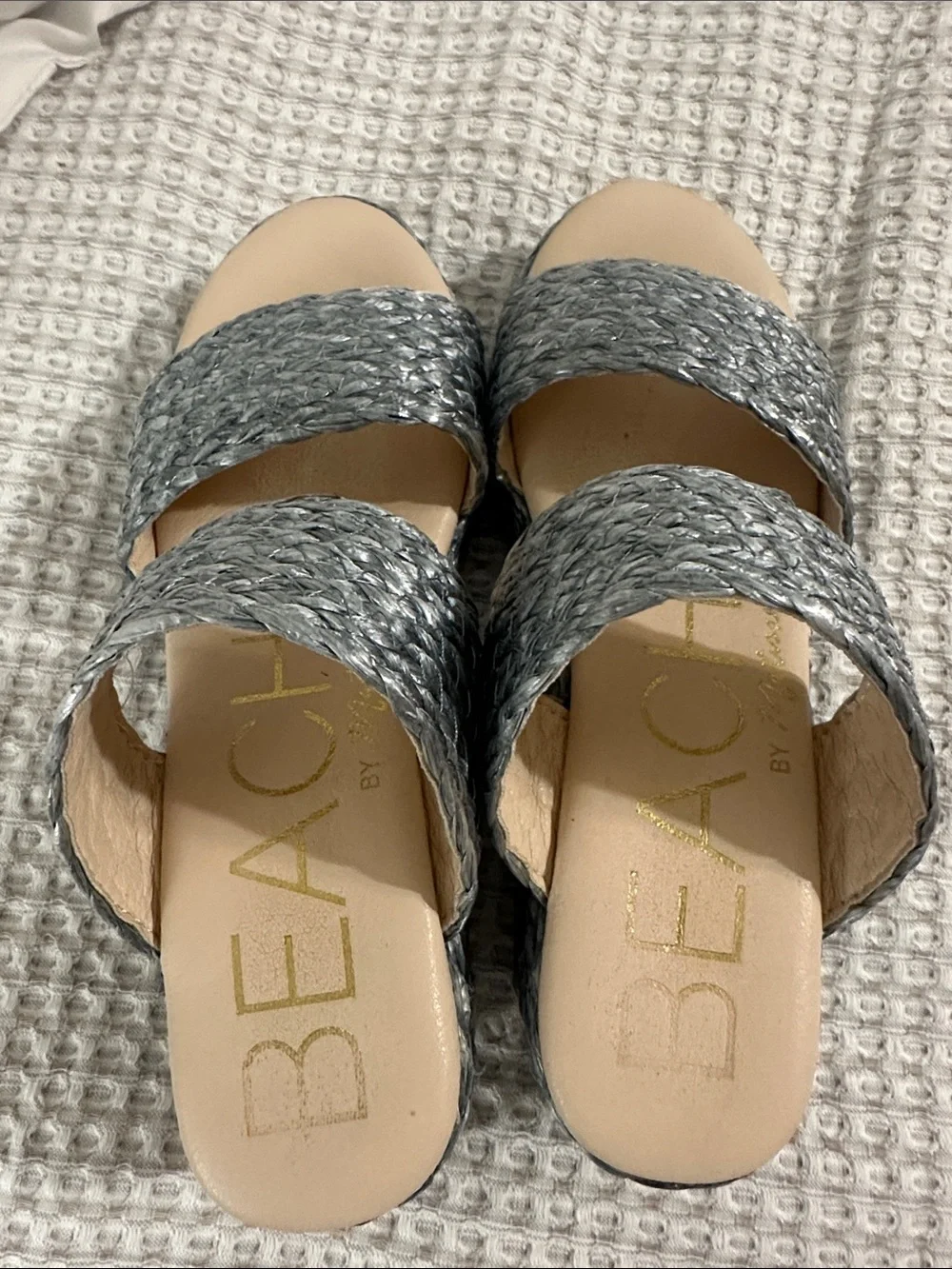 Coconuts by Matisse Silver Braided Double-Strap Platform Sandals